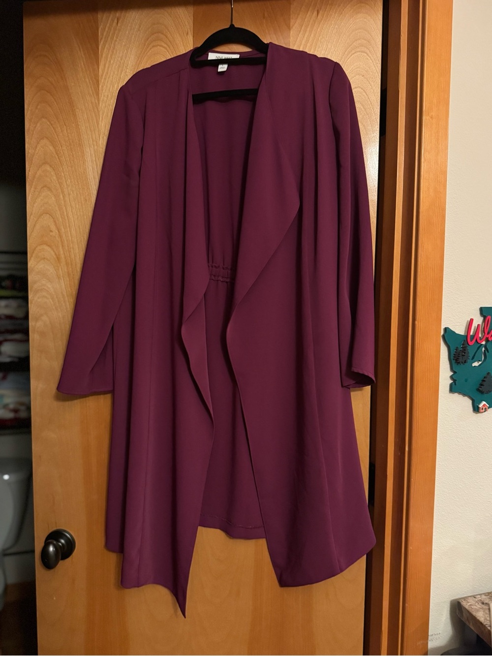 Nine West Open-Front Draped Jacket in Plum